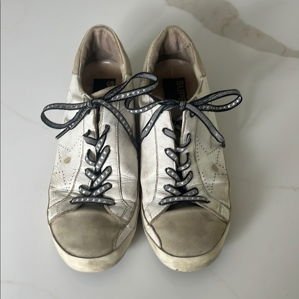Golden Goose White and Gray Low Top Sneakers for Effortless Style